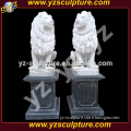 hand carved decorative white marble lion sculpture